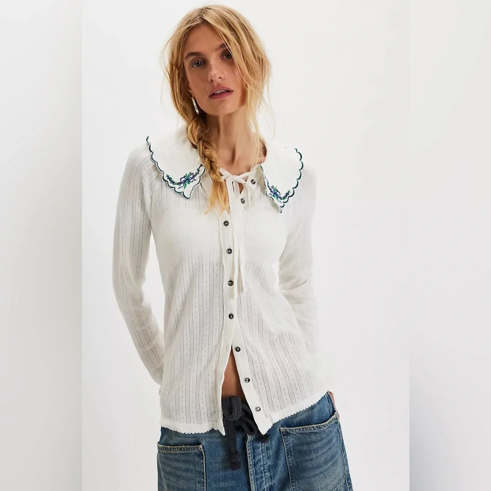 Free People Juniper Long Sleeve Cardi in White